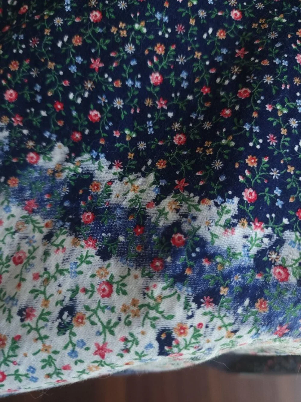 Vintage 1980s Blue Floral Calico Print Fabric, 4.5 Yards Cranston Print Works VI